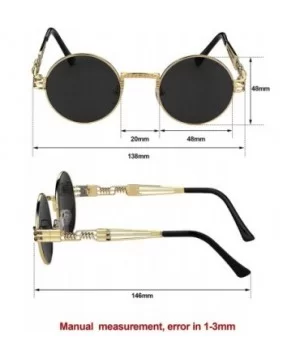 3 Pairs Round Retro Sunglasses Steampunk Sunglasses Metal Frame Hippie Glasses (Color 1) - CS18XTX03S7 $5.72 Round