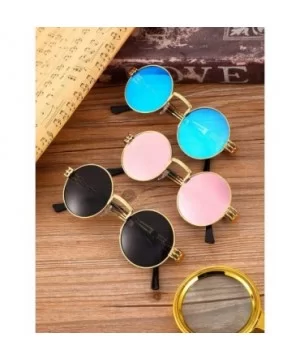 3 Pairs Round Retro Sunglasses Steampunk Sunglasses Metal Frame Hippie Glasses (Color 1) - CS18XTX03S7 $5.72 Round