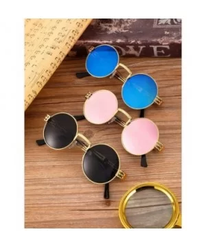 3 Pairs Round Retro Sunglasses Steampunk Sunglasses Metal Frame Hippie Glasses (Color 1) - CS18XTX03S7 $5.72 Round