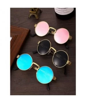 3 Pairs Round Retro Sunglasses Steampunk Sunglasses Metal Frame Hippie Glasses (Color 1) - CS18XTX03S7 $5.72 Round