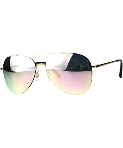 Unisex Aviator Sunglasses Thin Metal Spring Hinge Frame UV 400 - Gold (Pink Mirror) - CF18HMZOU47 $7.55 Aviator