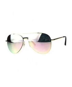 Unisex Aviator Sunglasses Thin Metal Spring Hinge Frame UV 400 - Gold (Pink Mirror) - CF18HMZOU47 $7.55 Aviator