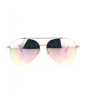 Unisex Aviator Sunglasses Thin Metal Spring Hinge Frame UV 400 - Gold (Pink Mirror) - CF18HMZOU47 $7.55 Aviator