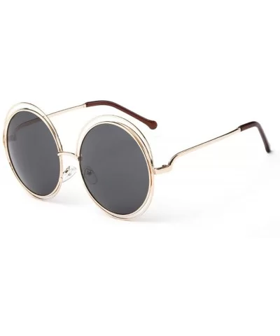 Oversized lens Mirror Sunglasses Women Brand Designer Metal Frame Lady Sun Glasses - 2-gold-black - CN18W7HNEMT $23.25 Oversized