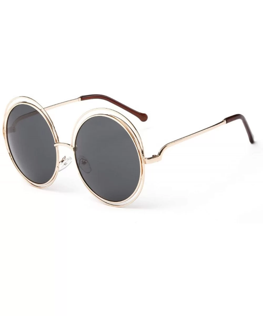 Oversized lens Mirror Sunglasses Women Brand Designer Metal Frame Lady Sun Glasses - 2-gold-black - CN18W7HNEMT $23.25 Oversized