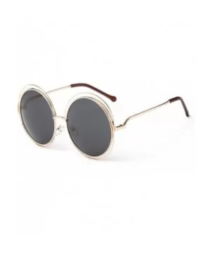 Oversized lens Mirror Sunglasses Women Brand Designer Metal Frame Lady Sun Glasses - 2-gold-black - CN18W7HNEMT $23.25 Oversized