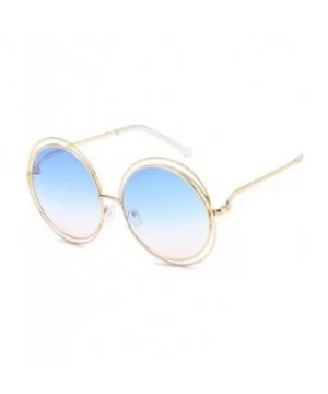 Oversized lens Mirror Sunglasses Women Brand Designer Metal Frame Lady Sun Glasses - 2-gold-black - CN18W7HNEMT $23.25 Oversized