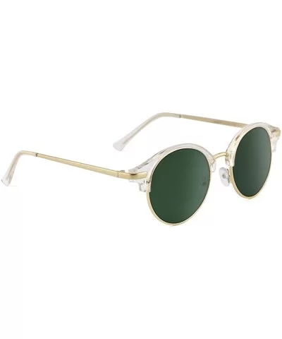 Horn Rimmed Sunglasses for Women Men Round Fashion UV400 Protection Eyewear - A-transparent - C518Z65LR30 $8.56 Sport