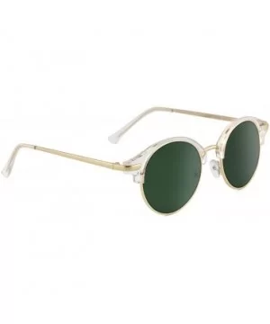 Horn Rimmed Sunglasses for Women Men Round Fashion UV400 Protection Eyewear - A-transparent - C518Z65LR30 $8.56 Sport