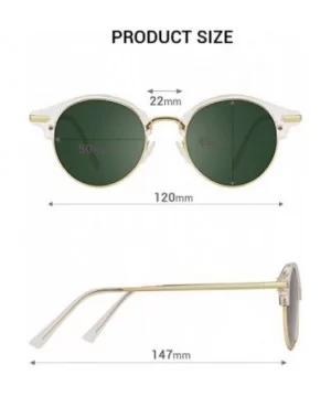 Horn Rimmed Sunglasses for Women Men Round Fashion UV400 Protection Eyewear - A-transparent - C518Z65LR30 $8.56 Sport