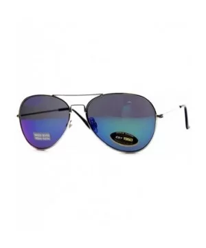 Large Flat Top Aviator Sunglasses Metal Bridge Sport Racing Mens Fashion (Blue-Green - 55) - CT119Z5FGU7 $6.93 Sport