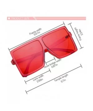 Square Oversized Sunglasses for Women Men Flat Top Fashion Shades - Deep Red Frame- Red Lens - C7198DRO0YA $5.26 Aviator