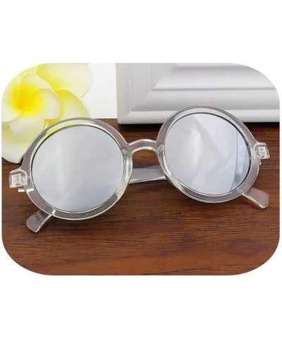 Vintage Small Round Sunglasses Women Men Classic Retro Coating Sun Glasses Driving Eyewear Black Red - Silver - CP199CGD5ME $...