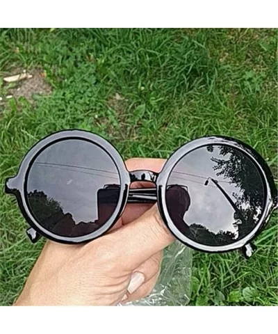 Vintage Small Round Sunglasses Women Men Classic Retro Coating Sun Glasses Driving Eyewear Black Red - Silver - CP199CGD5ME $...