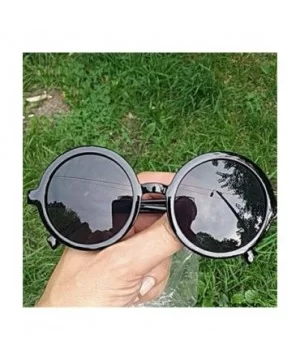 Vintage Small Round Sunglasses Women Men Classic Retro Coating Sun Glasses Driving Eyewear Black Red - Silver - CP199CGD5ME $...