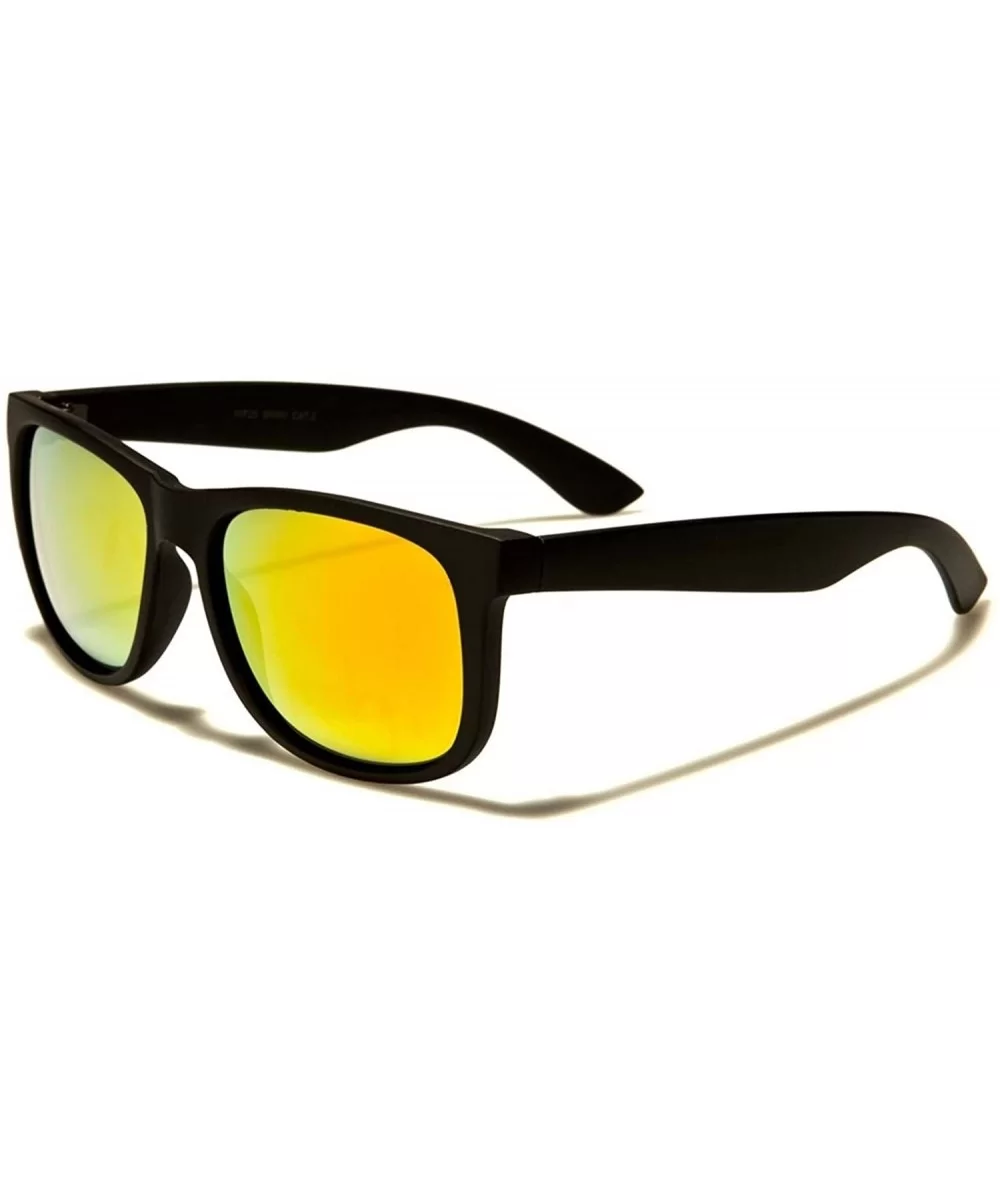 Classic Retro 80s 90s Indie Fashion Summer Beach Mirrored Lens Sunglasses - Black / Yellow - CI18938QX9Q $10.14 Wayfarer