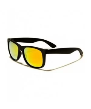 Classic Retro 80s 90s Indie Fashion Summer Beach Mirrored Lens Sunglasses - Black / Yellow - CI18938QX9Q $10.14 Wayfarer