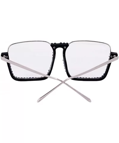 Oversized Diamond Sunglasses for Women Square Bling Rhinestone Shades - Blue White - CW197M3MR35 $14.25 Cat Eye