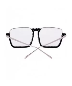 Oversized Diamond Sunglasses for Women Square Bling Rhinestone Shades - Blue White - CW197M3MR35 $14.25 Cat Eye