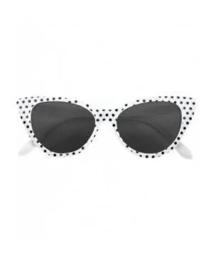 Women's Cateye Vintage Sunglasses UV400 - White Black Dots Frame / Smoke Lens - CU126HZ0IVJ $5.30 Cat Eye