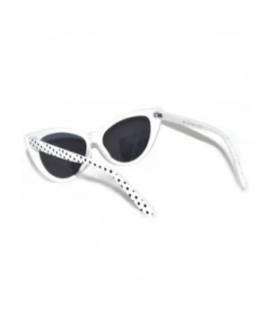 Women's Cateye Vintage Sunglasses UV400 - White Black Dots Frame / Smoke Lens - CU126HZ0IVJ $5.30 Cat Eye