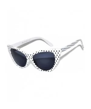 Women's Cateye Vintage Sunglasses UV400 - White Black Dots Frame / Smoke Lens - CU126HZ0IVJ $5.30 Cat Eye