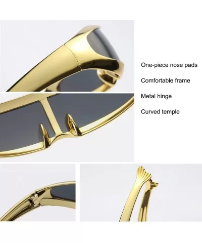 Futuristic Cyclops Sunglasses For Cosplay Narrow Cyclops Adult Party Glasses Wrap - 1 - C818H3M4R4R $10.17 Wrap