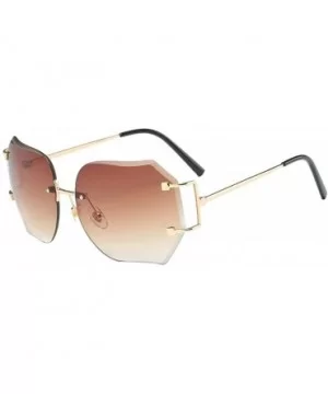 Fashion Hexagon Sunglasses Women Gradient Lens Metal Frame Design Candy Color MOLO - Coffee - CQ196QANCI9 $5.51 Semi-rimless