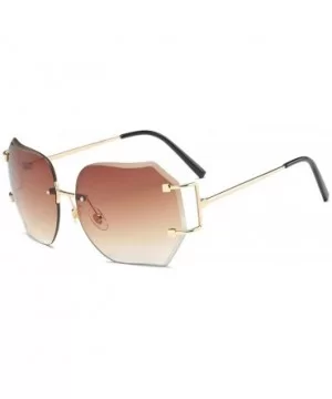 Fashion Hexagon Sunglasses Women Gradient Lens Metal Frame Design Candy Color MOLO - Coffee - CQ196QANCI9 $5.51 Semi-rimless