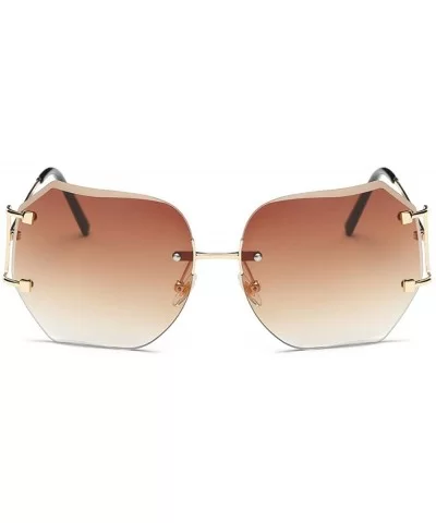 Fashion Hexagon Sunglasses Women Gradient Lens Metal Frame Design Candy Color MOLO - Coffee - CQ196QANCI9 $5.51 Semi-rimless