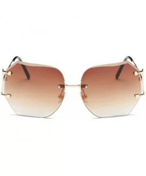 Fashion Hexagon Sunglasses Women Gradient Lens Metal Frame Design Candy Color MOLO - Coffee - CQ196QANCI9 $5.51 Semi-rimless