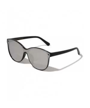 Busan Round One Piece Shield Retro Cat Eye Sunglasses - Grey - CG197638D5A $11.73 Round