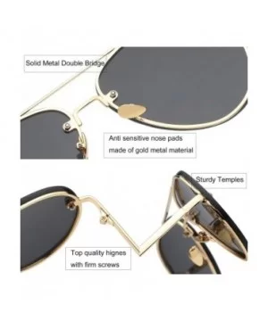 Women Oversized Aviator Sunglasses Rimless Double Bridge Fashion Eyewear - Pink Mirror Lens - CT18S7LO5DR $8.18 Oversized