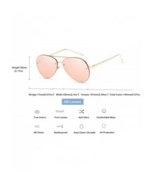 Women Oversized Aviator Sunglasses Rimless Double Bridge Fashion Eyewear - Pink Mirror Lens - CT18S7LO5DR $8.18 Oversized