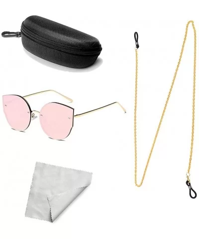 Women Eyeglass Chain Sunglasses Mirrored Lens Shades Strap Holder Necklace Glasses Retainer Glasses Case +Cloth - CP199HSMNCM...