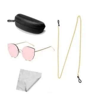 Women Eyeglass Chain Sunglasses Mirrored Lens Shades Strap Holder Necklace Glasses Retainer Glasses Case +Cloth - CP199HSMNCM...