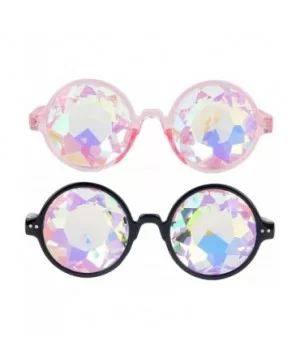 Rave Festival Kaleidoscope Glasses Rainbow Prism Sunglasses for Women Men - Black+pink(round) - CC18SNZNRRX $15.53 Goggle