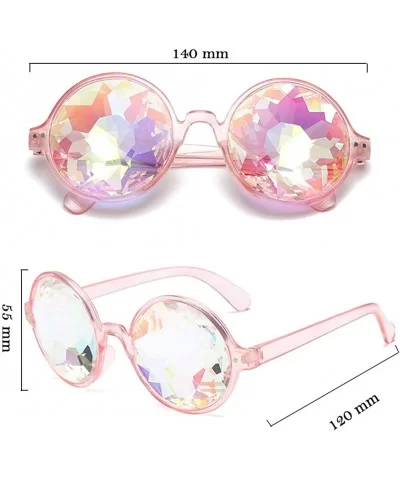 Rave Festival Kaleidoscope Glasses Rainbow Prism Sunglasses for Women Men - Black+pink(round) - CC18SNZNRRX $15.53 Goggle