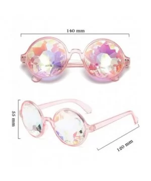 Rave Festival Kaleidoscope Glasses Rainbow Prism Sunglasses for Women Men - Black+pink(round) - CC18SNZNRRX $15.53 Goggle