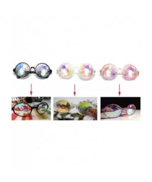 Rave Festival Kaleidoscope Glasses Rainbow Prism Sunglasses for Women Men - Black+pink(round) - CC18SNZNRRX $15.53 Goggle