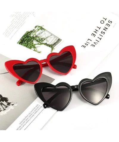 Heart Sunglasses Women brand designer Cat Eye Sun Glasses Retro Love Heart Shaped Glasses - Clear - CE18W5ELW2Y $18.66 Oversized