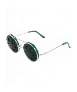 Round Happy Face Star Eyes Flip Up Shield Round Sunglasses - Green - CD1903T2Y3O $9.10 Shield