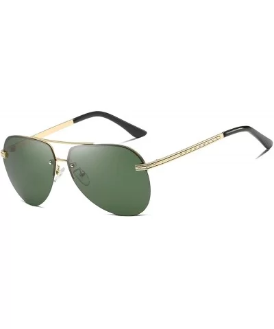 Mens Aviator Sunglasses Polarized Alloy Frame for Driving Fishing Golf UV 400 Protection - Gold Dark Green - CK18AYLR6ET $13....