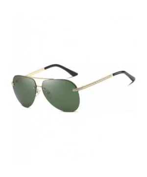 Mens Aviator Sunglasses Polarized Alloy Frame for Driving Fishing Golf UV 400 Protection - Gold Dark Green - CK18AYLR6ET $13....