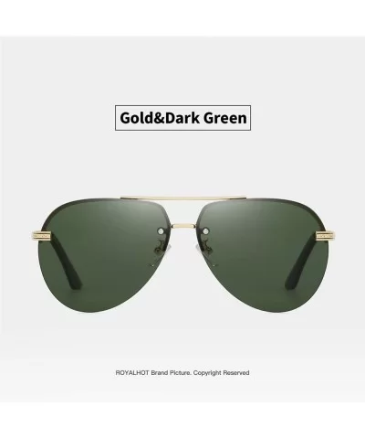 Mens Aviator Sunglasses Polarized Alloy Frame for Driving Fishing Golf UV 400 Protection - Gold Dark Green - CK18AYLR6ET $13....