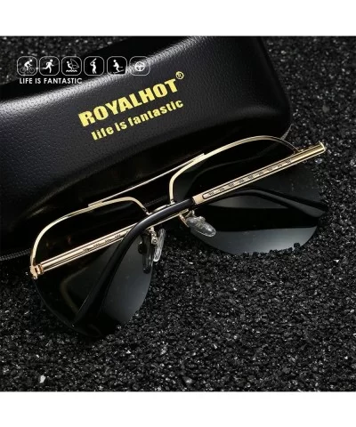 Mens Aviator Sunglasses Polarized Alloy Frame for Driving Fishing Golf UV 400 Protection - Gold Dark Green - CK18AYLR6ET $13....