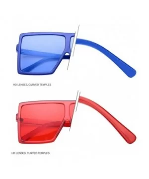 Square Oversized Sunglasses for Women Men Flat Top Fashion Shades - 2pcs-navy Blue +Deep Red - CM190DZXAIY $8.15 Rimless