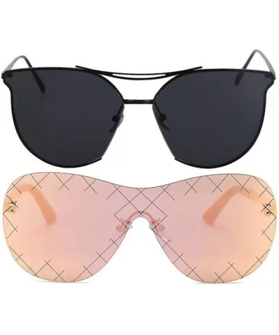 Ladies Metal Cat Eye Heart Round Integral Sunglasses Elegant De Luxe Stylish - Fan_2p_5mix - CP17YE9C3NK $12.48 Round