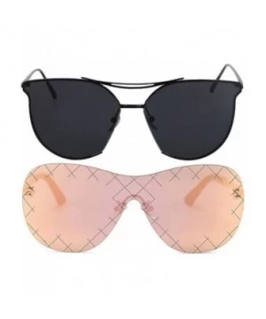 Ladies Metal Cat Eye Heart Round Integral Sunglasses Elegant De Luxe Stylish - Fan_2p_5mix - CP17YE9C3NK $12.48 Round