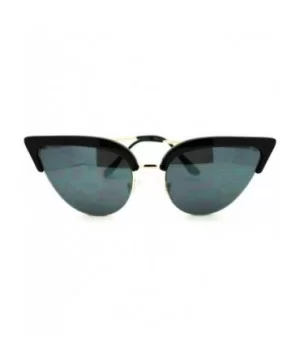 Womens Mod Half Rim Cat Eye 20s Retro Fashion Goth Sunglasses - Black Gold - CQ11GT4DF69 $5.10 Oval